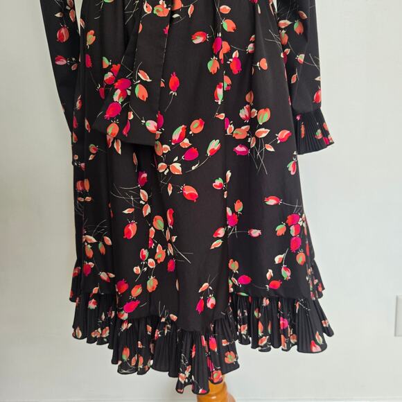 Vintage 70s Whimsigoth Dress Victor Costa Black Victorian Ruffle Women Medium - Picture 8 of 14